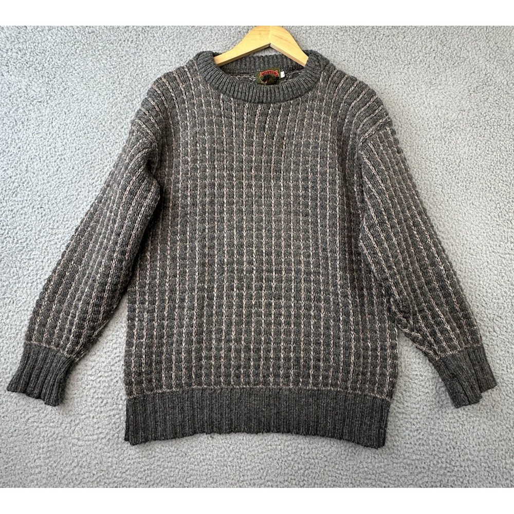 Vintage Boston Traders Knit Wool Blend Sweater Mens Large Brown Crewneck